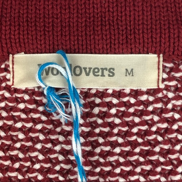 Woolovers New Womens Open Embroidered Placket Carmine Red/Cream Cardigan Size M - Picture 7 of 8